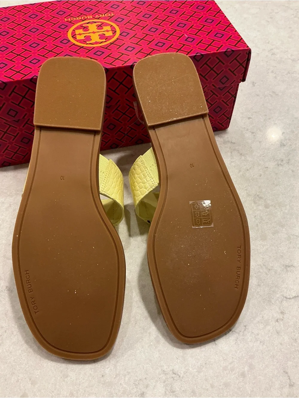 Tory Burch Lemon Yellow Logo Thong Sandals